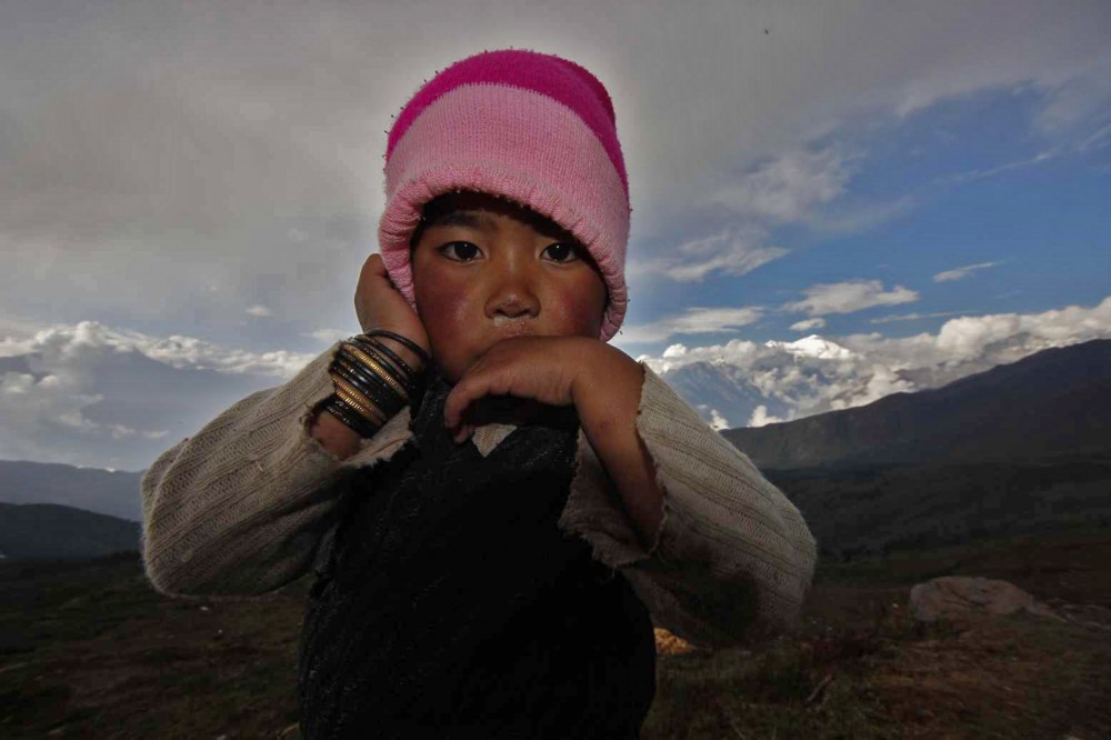 Nepal dítě v lodži Goasaikund